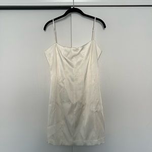 Zara Mini Satin Dress in Eggshell White